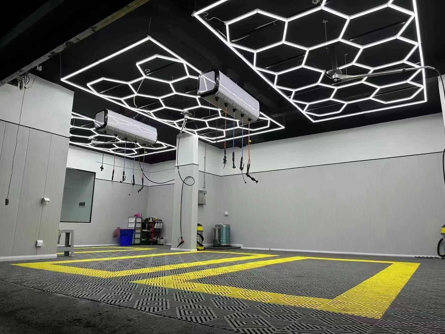 led hexagonal garage  barber light 120w  ceiling rgb shop party retro glide 160w 16000lm 6500k deformable