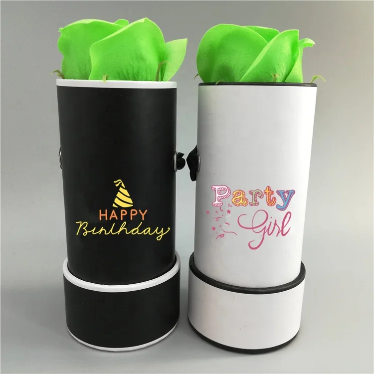 Paper single rose gift box round shape mini flower boxes cardboard box custom logo