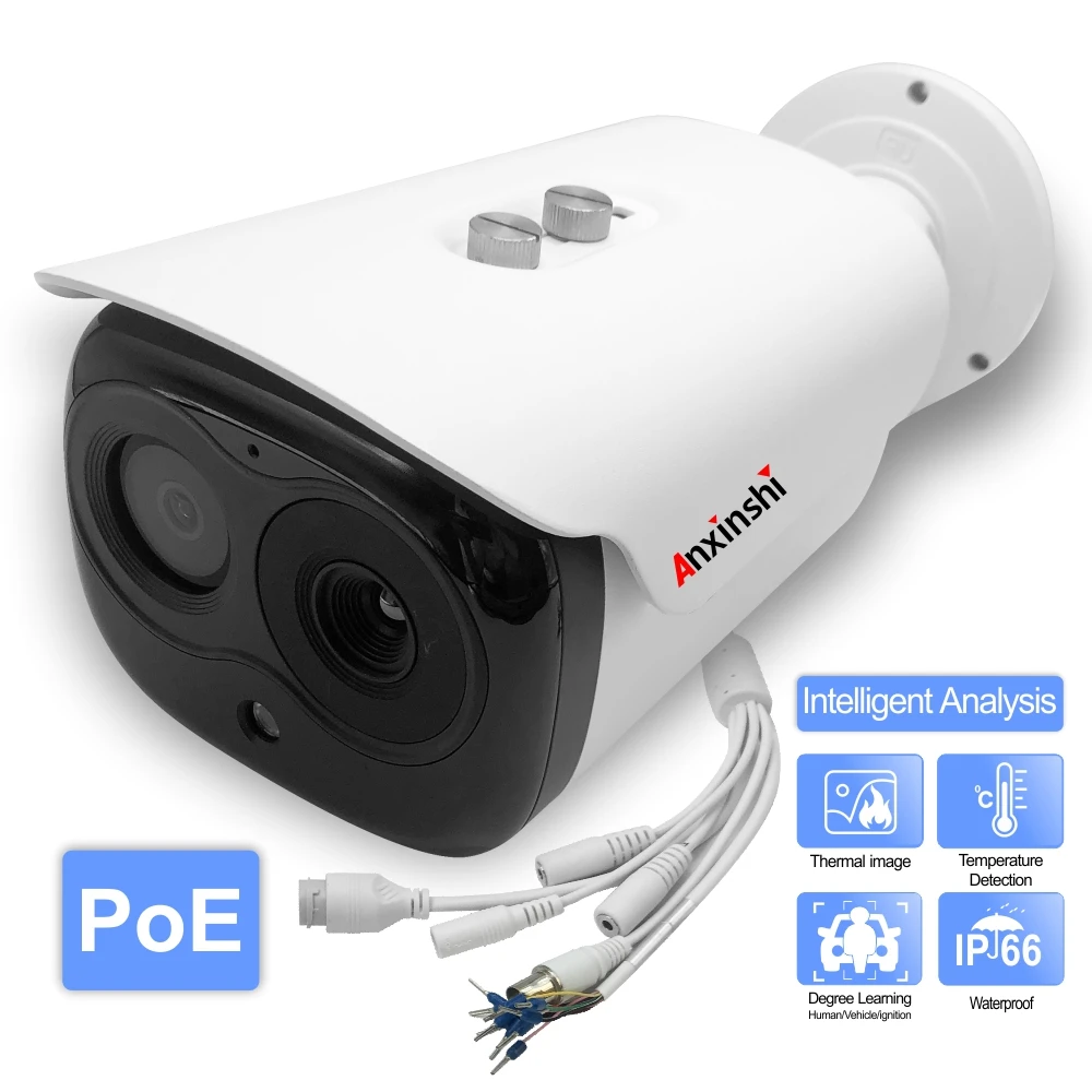 HD градусов обучающая BI-SPECTRAL металлический корпус пуля сетевая камера POE IP66 Водонепроницаемая тепловизионная
