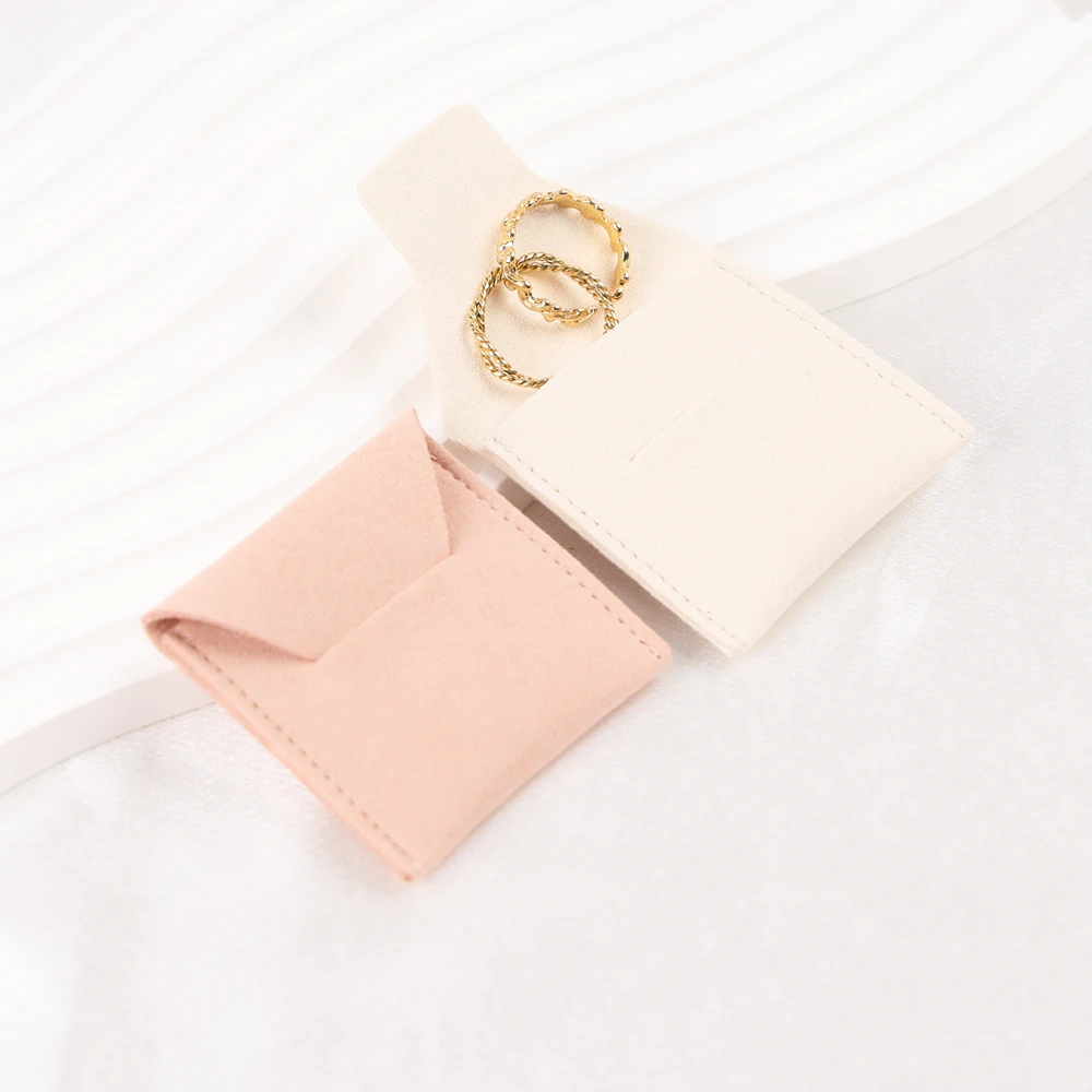 Customized with logo Colorful Mini Small Pu Microfiber Leather Bags for Jewelry Purple Jewelry Gift Bag Luxury with Button