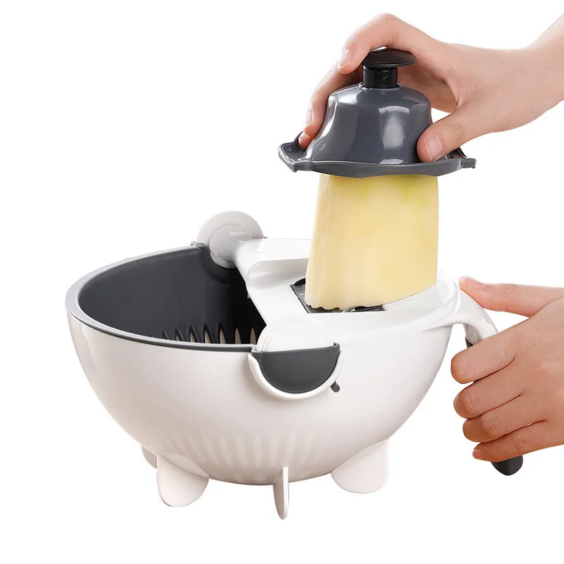 Kitchen Multi Functional Shredder Wet Fruits Drain Basket Blade Cutter Manual 9 In 1 Slicer Vegetable Grater