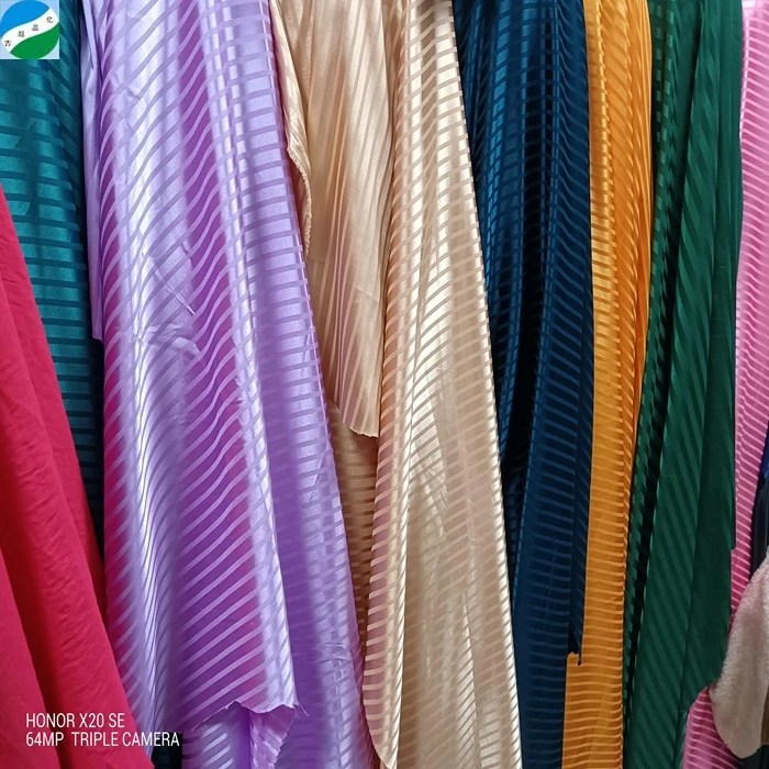 wholesale woven jacquard silky satin fabric stock lots for dress garment