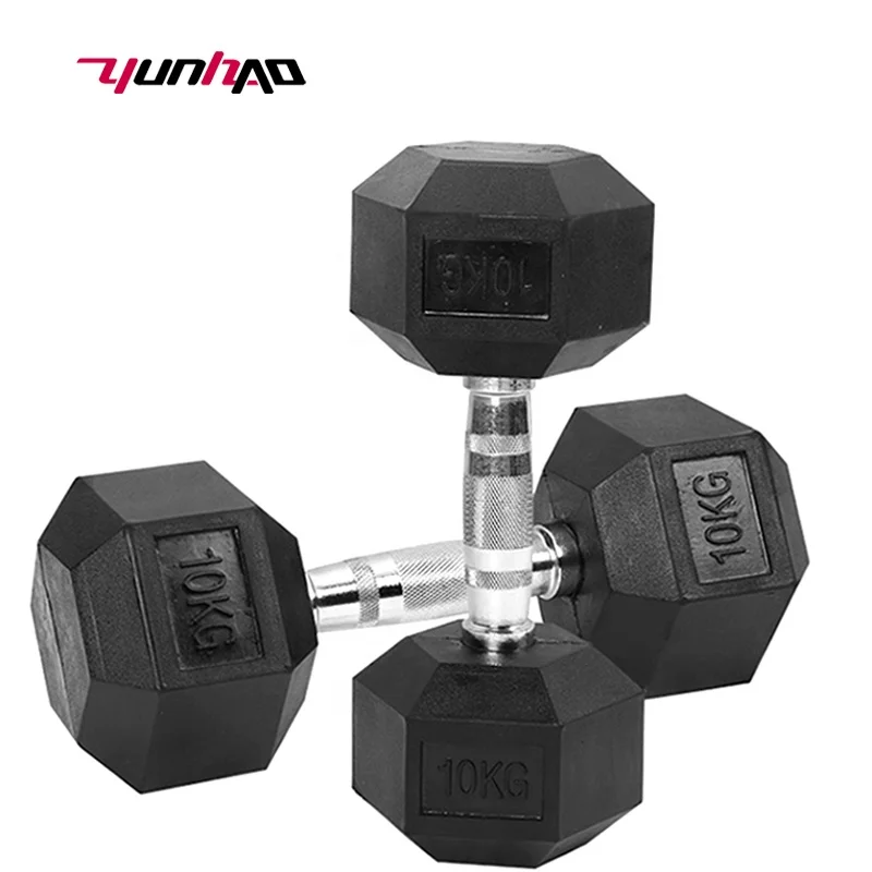 Wholesale Gym Equipment Cheapest Buy Online 2.5-50KG Rubber Cast Iron Hex Dumbbell Set