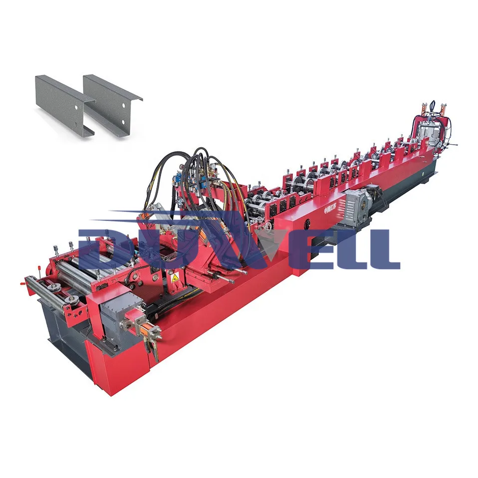 Pre-cut pre-punch inter-changeable CZ purlin roll forming machine