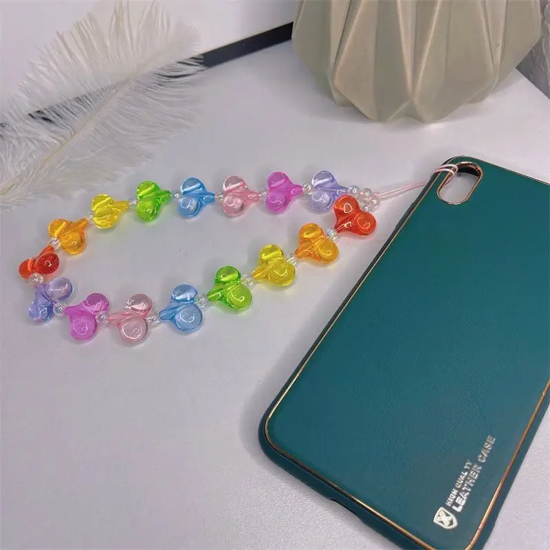 2022 New Colorful Acrylic Heart  Phone Chain  Mobile Phone Chain Strap Phone Chain