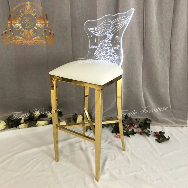 Fish Tail Acrylic Back Pattern Luxury Bar Stool