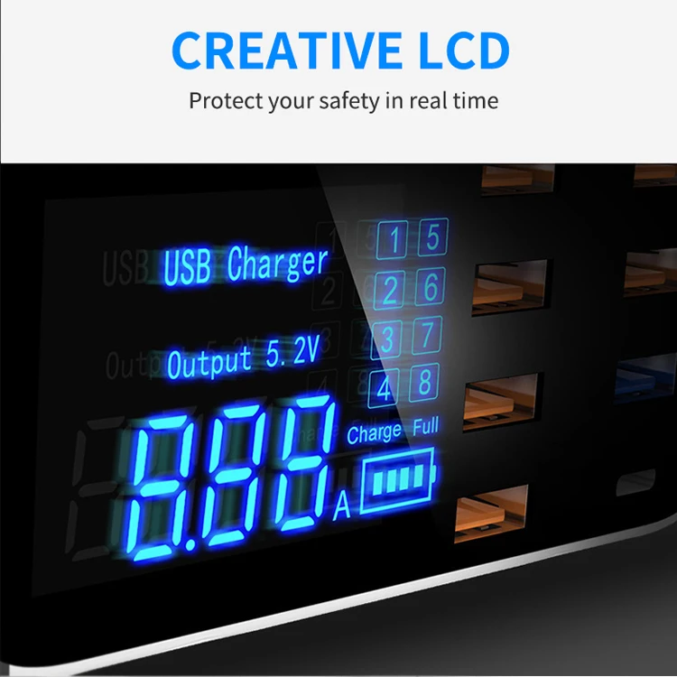 40 Вт 8 порты USB Quick Charge 3 0 светодиодный дисплей с разъемом Type-C PD зарядное устройство для супер быстрое мобильного телефона планшета зарядки