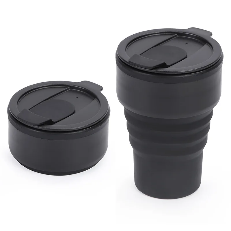 16oz Creative Silicone Folding Water Cup Heat Resistant Collapsible Cups Lid Folding Storage Travel Mug For Hot Water