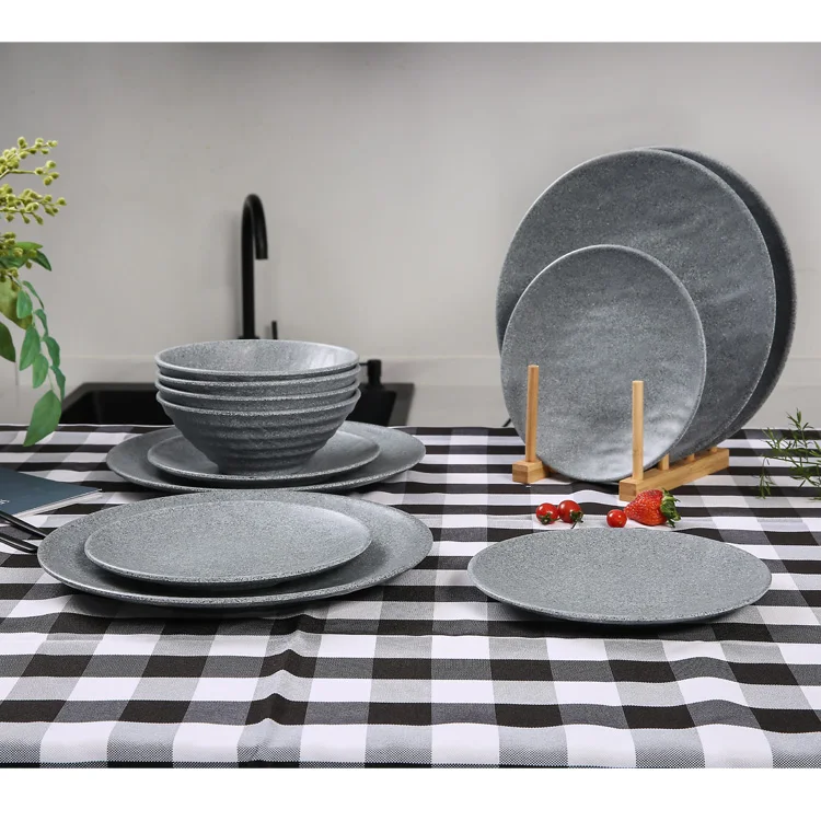 Platos de plastico melamina matte plate dinner, piring nordic 12.5 rustic dinner chargers melamine grey plate