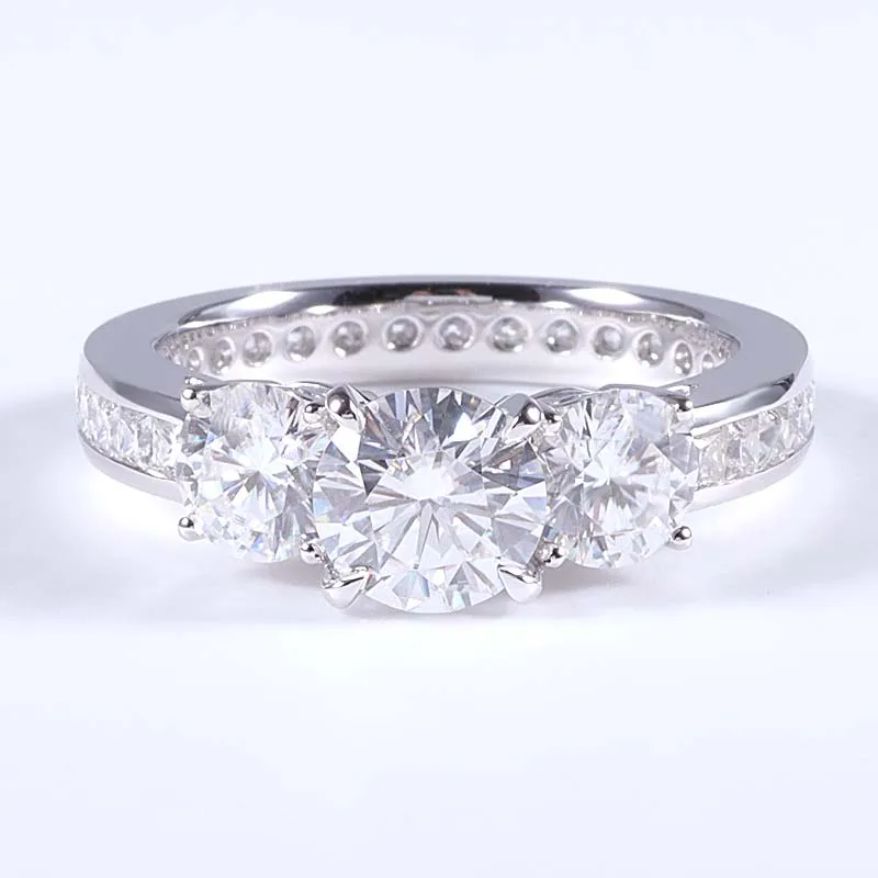 
Moissanite Diamond Ring PT950 VVS Round Brilliant Cut Moissanite Engagement Three Stone Moissanite Rings 