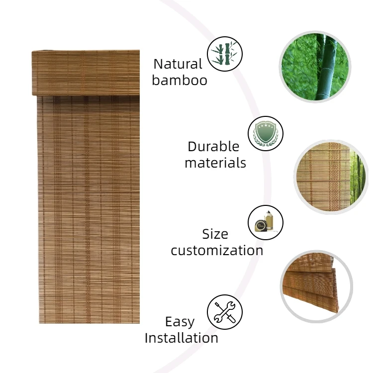 Custom natural cordless bamboo blinds for sunshade home decoration living room office bedroom high quality bamboo curtains