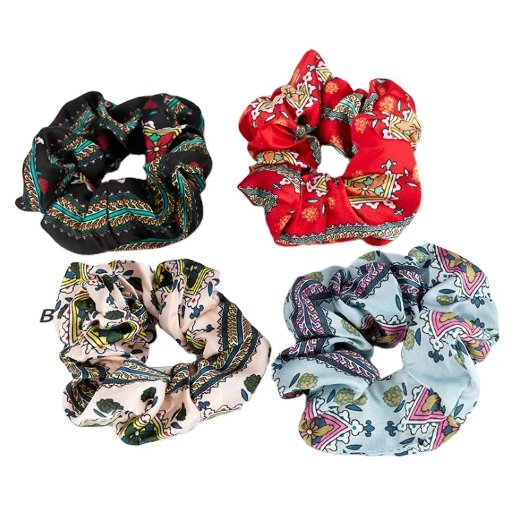 
new ethnic style printed large intestine hair tie floral woman headband female elastic hair rope hair accessories 