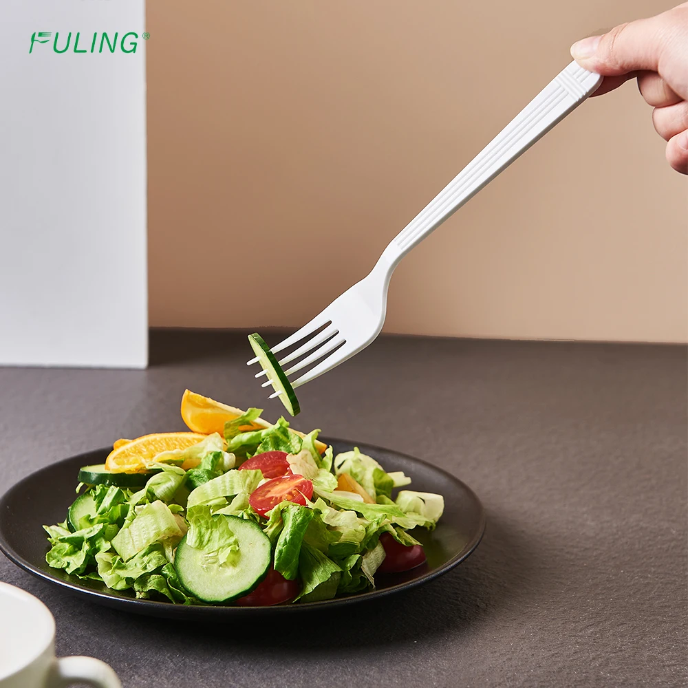FULING Wholesale White Plastic Fork Heavy Duty Disposable Plastic Cutlery