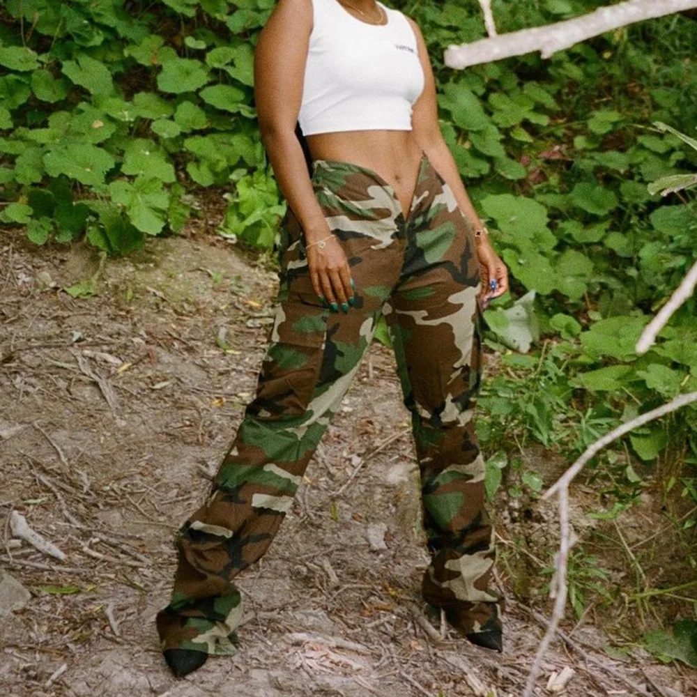 Explosion Camo Pants Women pocket leisual Army Green V Cut Cargo Pants women Outdoor Sports Pants