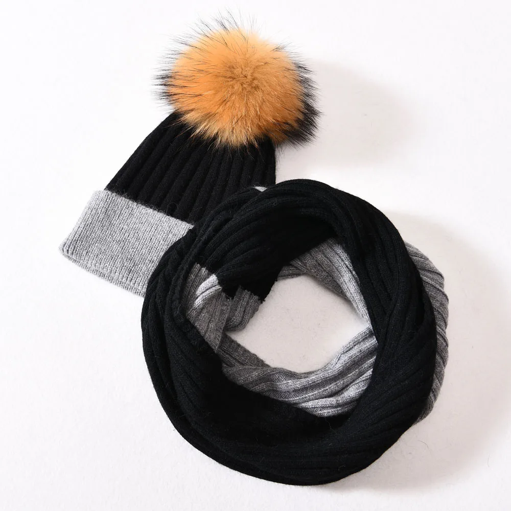 Winter Hat Neck Scarf Set Warm Lady Collar Pom Pom Beanie Sets Fashion Comfortable Warm Womens Beanie and Scarf Set