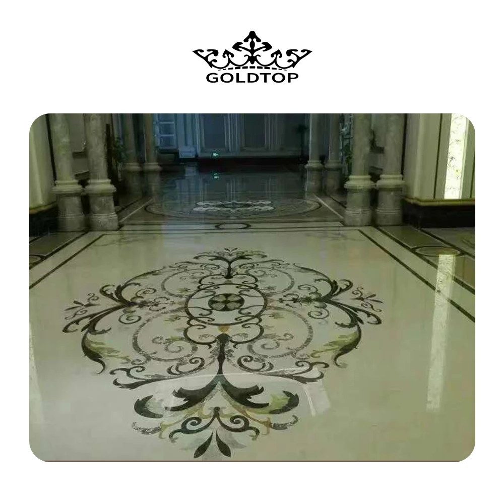 GOLDTOP Luxurious customize flower waterjet marble tiles design floor pattern
