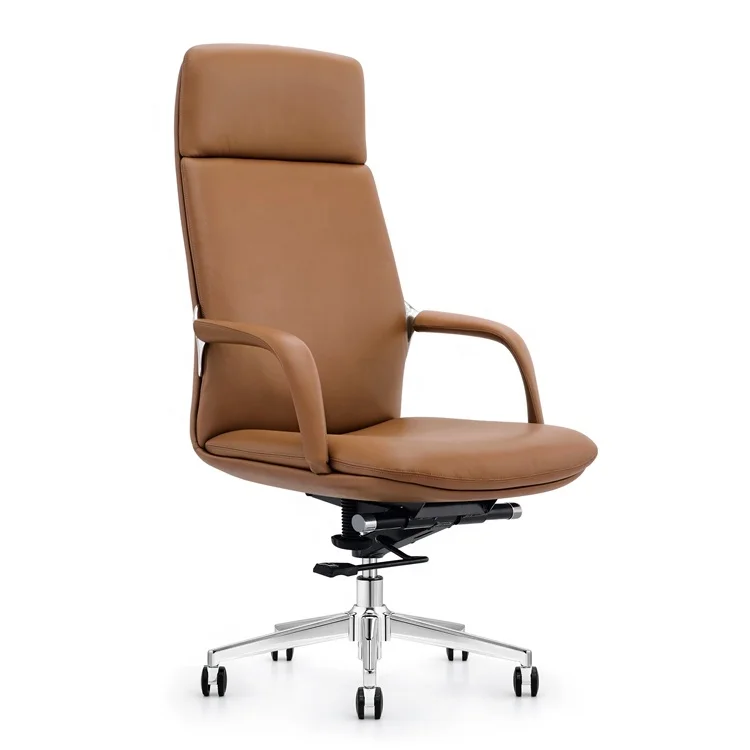 360 вращающиеся Эргономичные Офисные стулья из коричневой искусственной кожи, роскошная Деревянная офисная мебель, высококачественное офисное кресло фошань