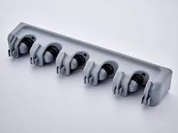 5 Position with 6 Hooks Multipurpose Wall Mounted Organizer, Ideal Broom Storage Solution Mop and Broom Holder,