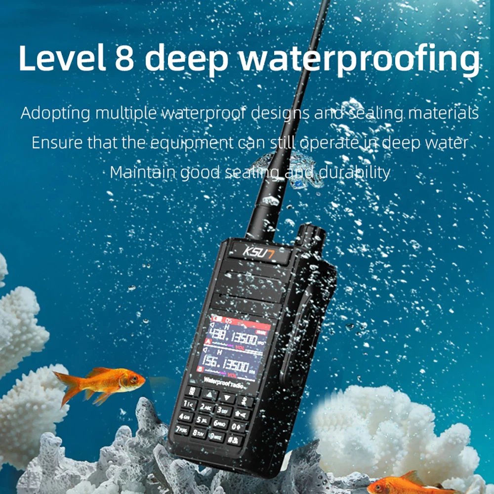 KSUT UV65P 10W 10 KM IP68 Waterproof VHF UHF Dual Band Transceiver HAM Two Way Radio FM DTMF Air Band Receiver Walkie Talkie