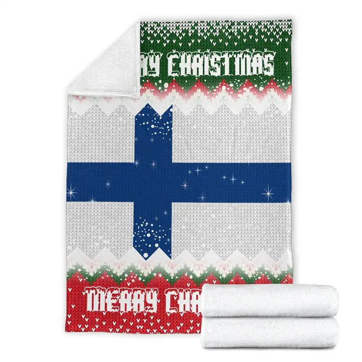 Custom Manufacturers Wholesale Polyester Finland Flag Flannel Blanket Adult Sofa Office Knitted Blanket Custom Throw Blankets