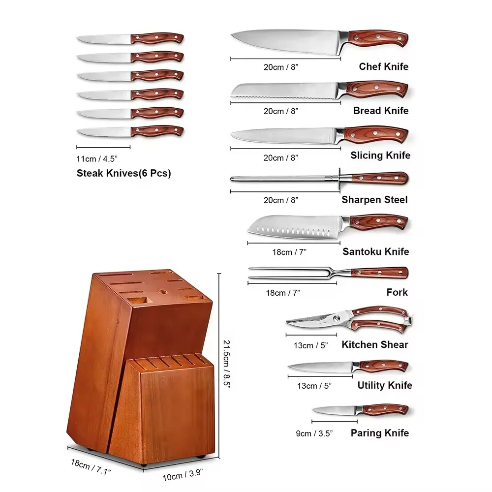 Kitchen knife set household stainless steel chef 16 piece set knife combination fruit knife complete set