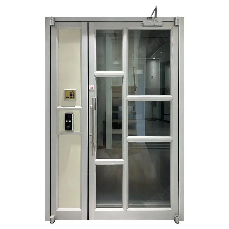 Heavy Duty Restaurant Aluminum Frame Exterior Glass Commercial Front Entry Door Double Swing