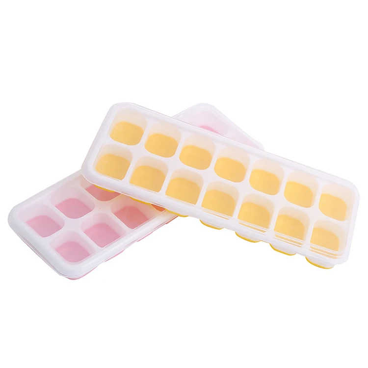 Easy Release Creative Ice Maker Mold BPA free 14 holes silicone ice cube tray with removable lid