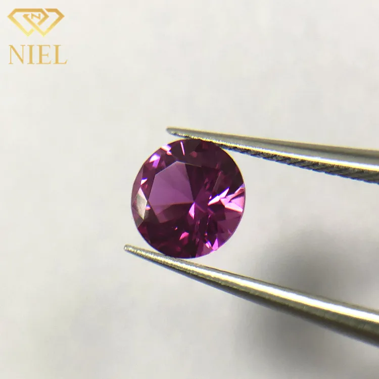 3# niel gems shape prices of loose stones pink sapphire rubine cut synthetic corundum rubies round ruby