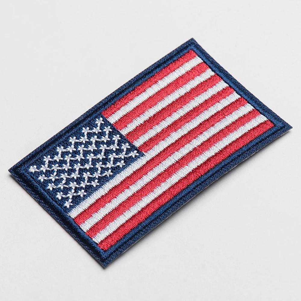 Wholesale In Stock Embroidered Custom Logo Patches Badge American USA Flag Embroidery Patch