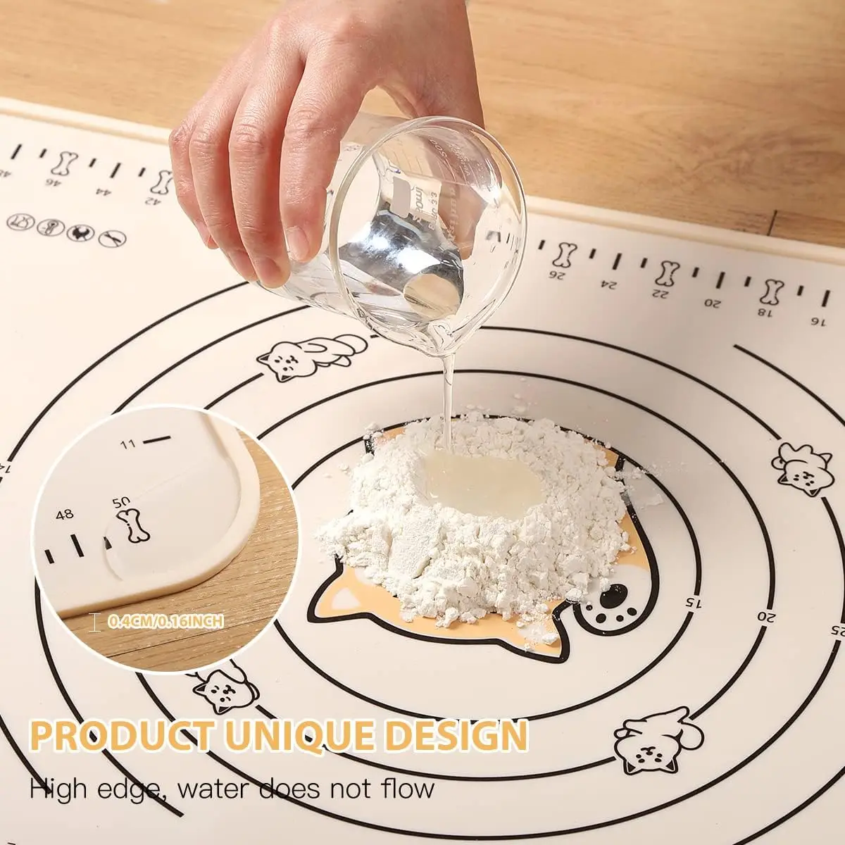 Edge Heightening Design Extra Large Liquid Silicone Baking Mats And Oven Liners Silicone Pastry Mat For Baking