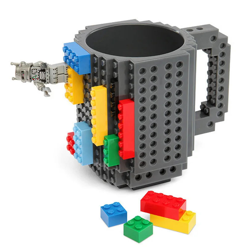 wholesale creative supplier Gift 350ml toy funny plastic modern puzzle bulk DIY build-on brick building block coffee mug cup