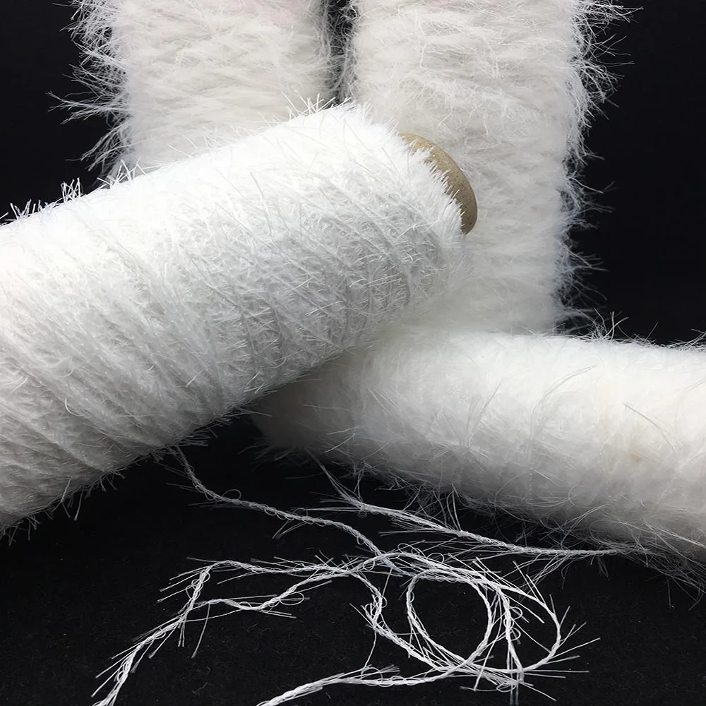 China factory good price 100% polyester fancy feather yarn imitate mink hair yarn 1.3 cm 2 cm 4 cm on stock