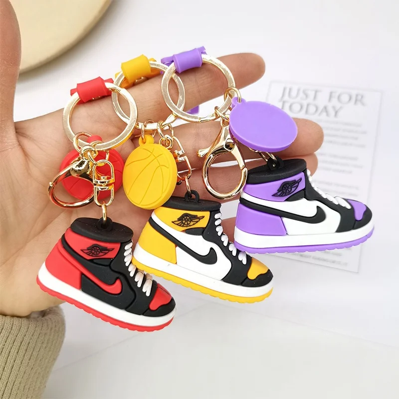 3D Custom High Quality Pvc Key Ring Silicone Aj Shoes Keychain Couple Models Cartoon Red Black Nike Sneaker Keychain