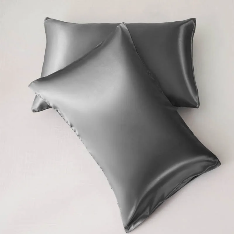 Smooth Silk Satin Pillow Case Solid Color Soft Skin Satin Cooling Pillow Cover with Envelope Closure