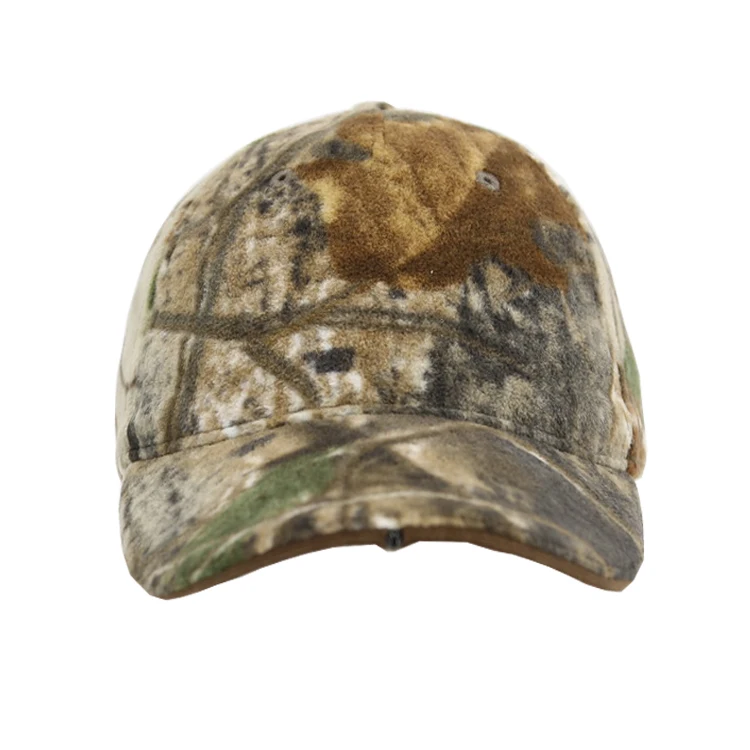 custom camouflage winter and autumn fleece lined flex fitted baseball caps with LED lights