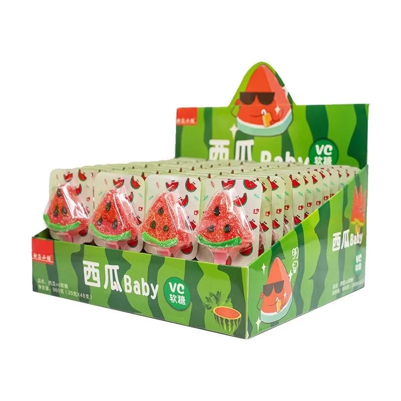 China Manufacture OEM ODM Sweet Candy Children Snacks Watermelon Shape gummy Lollipop
