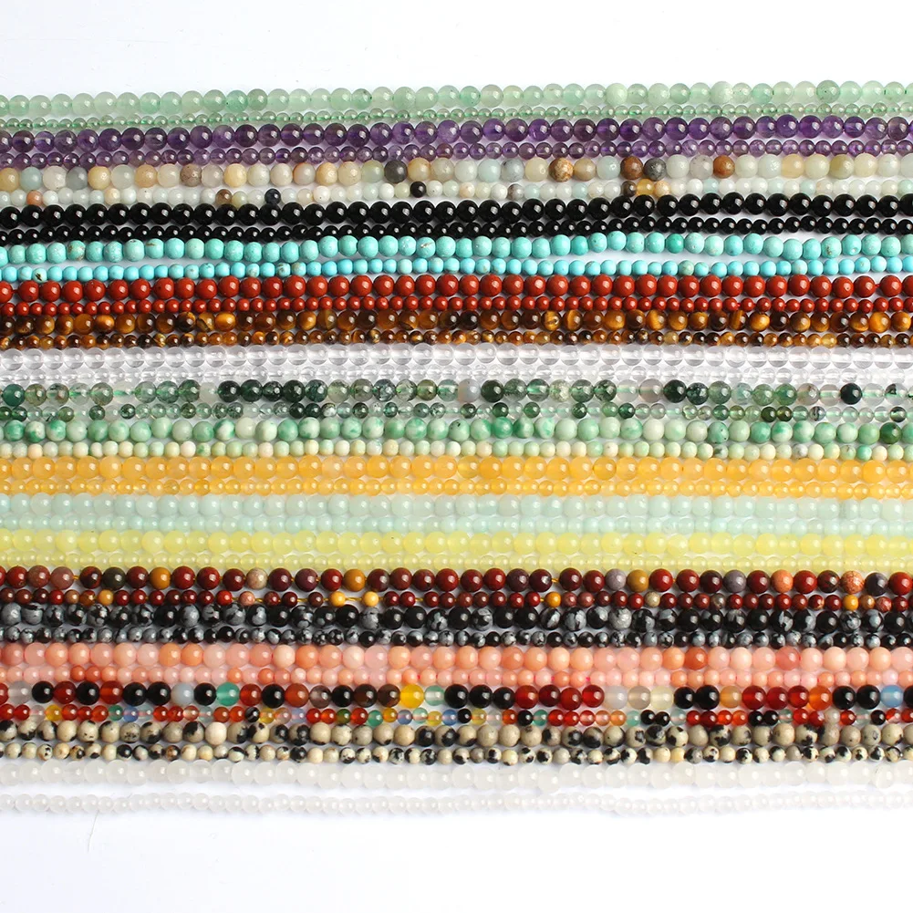 2/3mm Round Natural Stone Beads Amethyst Agate Tiger Eye Gemstone Turquoise Beads Diy For Jewelry Necklace Bracelet Making