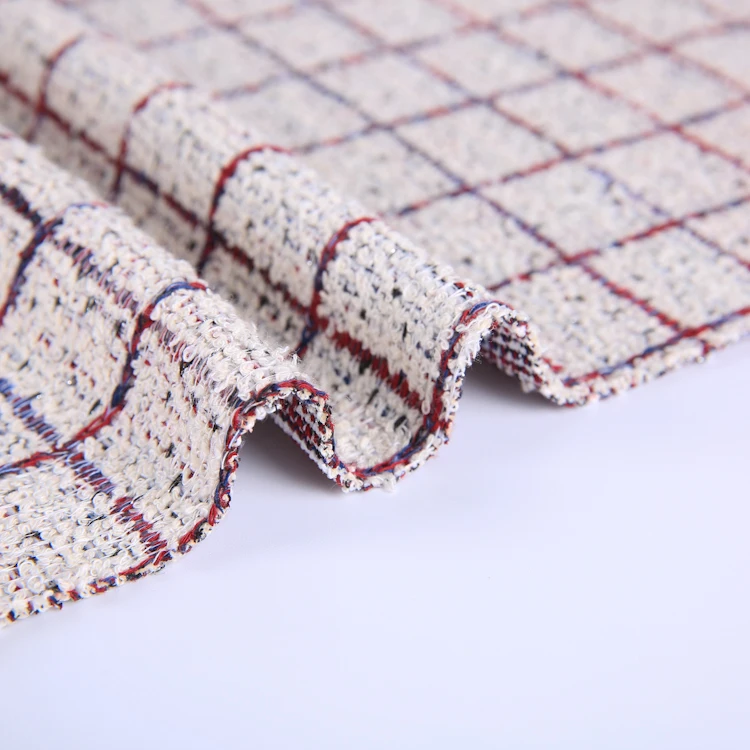 
Elegant Polyester Rayon Cotton Knit Yarn Dyed Hacci Jacquard Fabric For Ladies Overcoat 