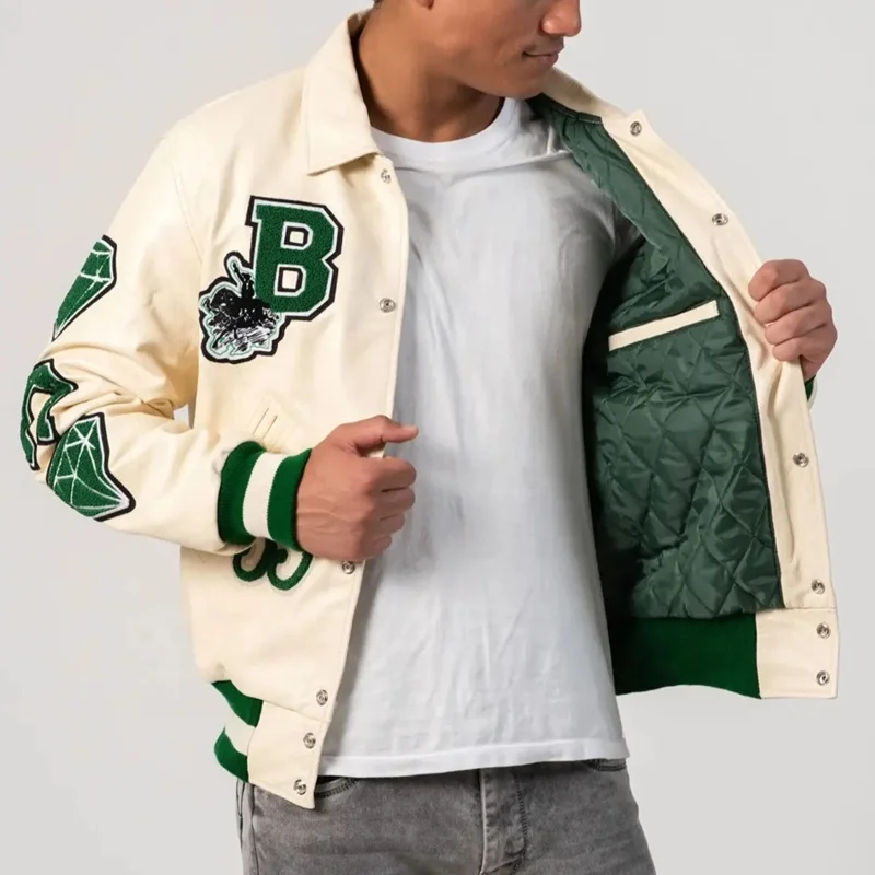 Custom Size Logo Letterman Jacket Mens Fleece Casual Patchwork Cropped Baseball Varsity Jackets