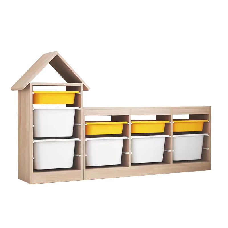 Top Kids 4-Shelf Wooden Storage Cabinet for Home and Hotel Living Room and Kitchen Toy Organizer From Kindergarten
