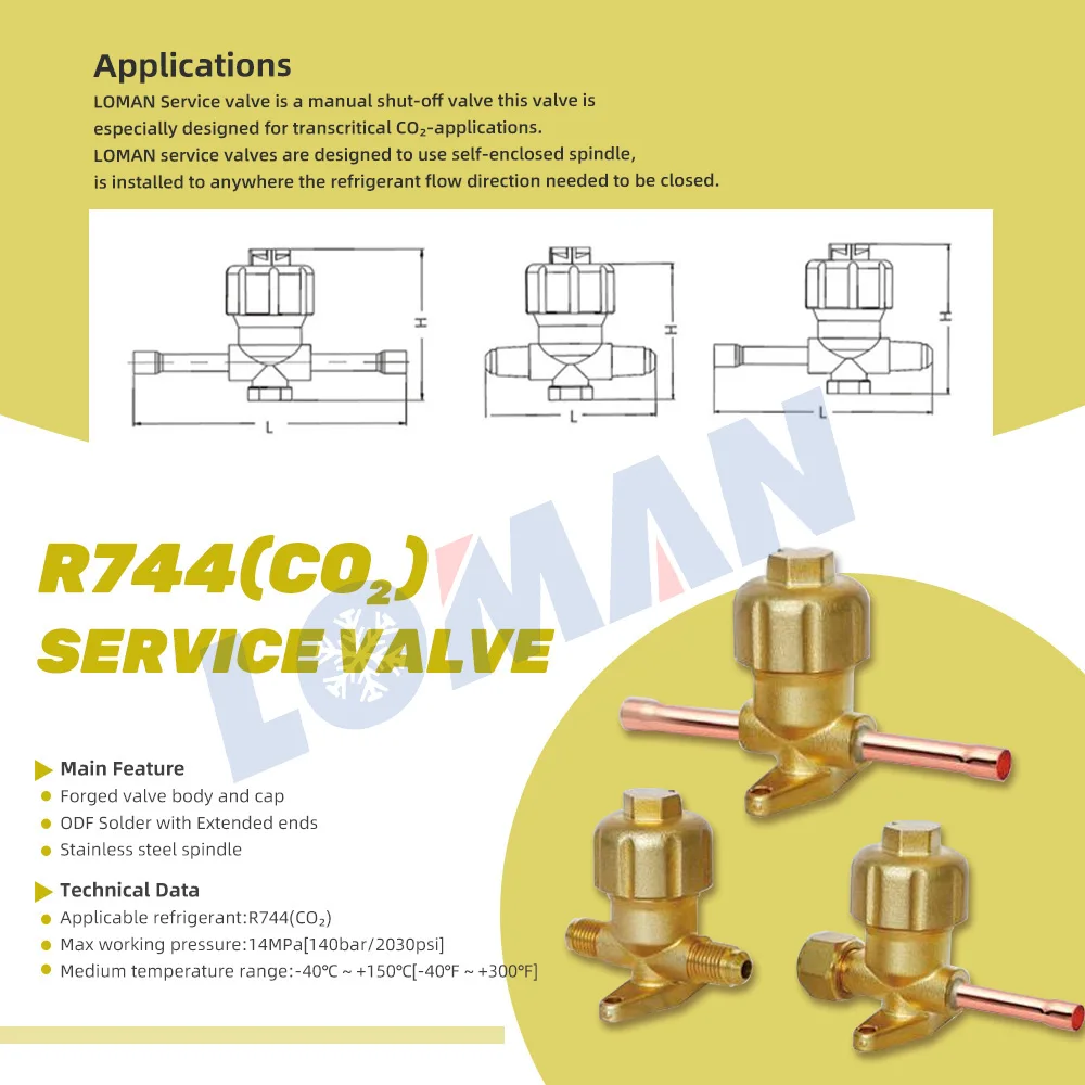 LOMAN R744 CO2 compressor refrigeration service stop valve