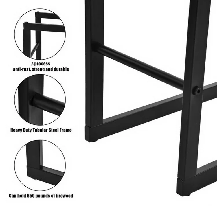 Firewood Rack Outdoor Metal Storage Holder & Rack Firewood Rack Free Standing Firewood Storage Organizer Indoor
