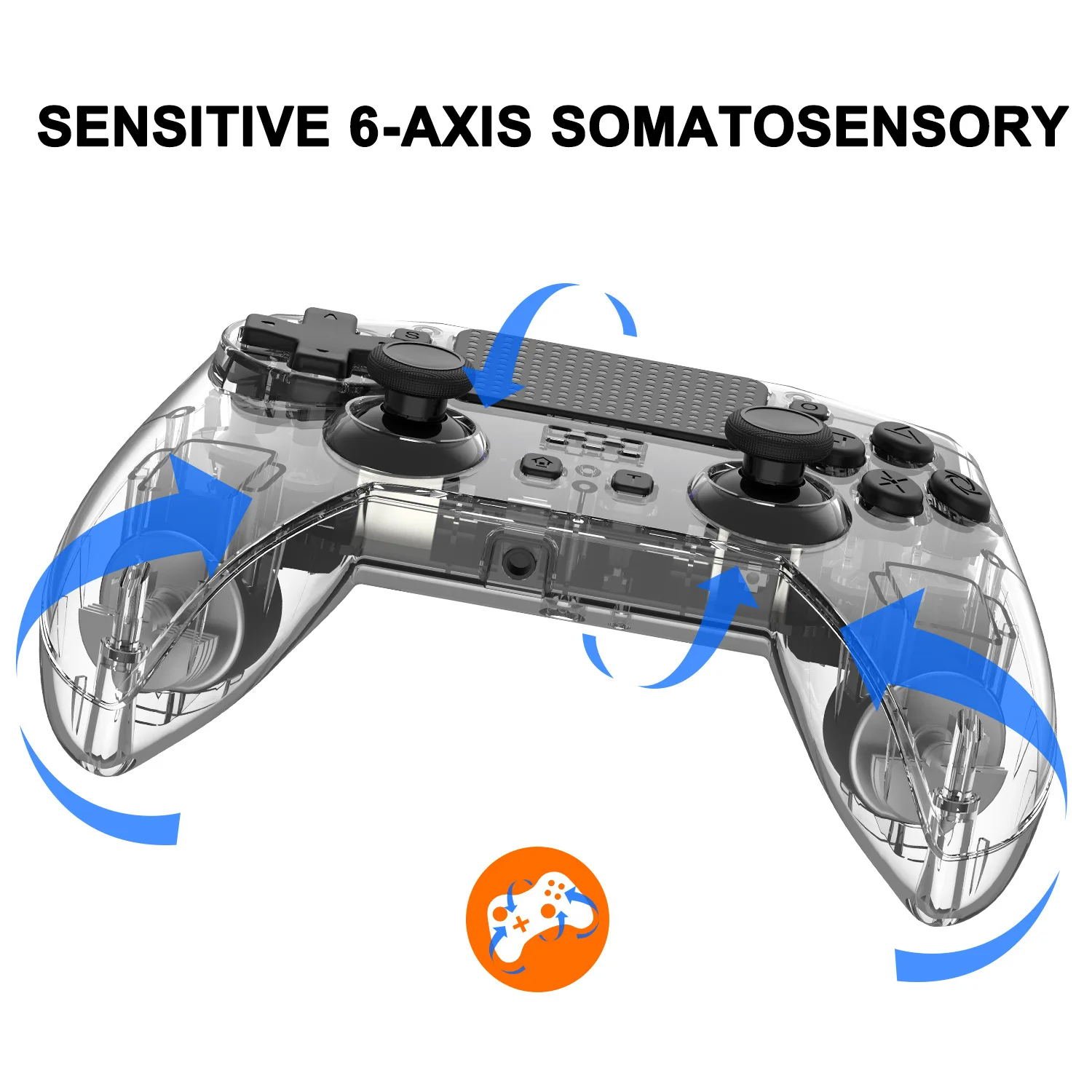 Wholesale Transparent Wireless Gamepad PS4 Joystick With 7 Color Led Light Console BT 6-Axis Dual Motor Controller for PS3/PC