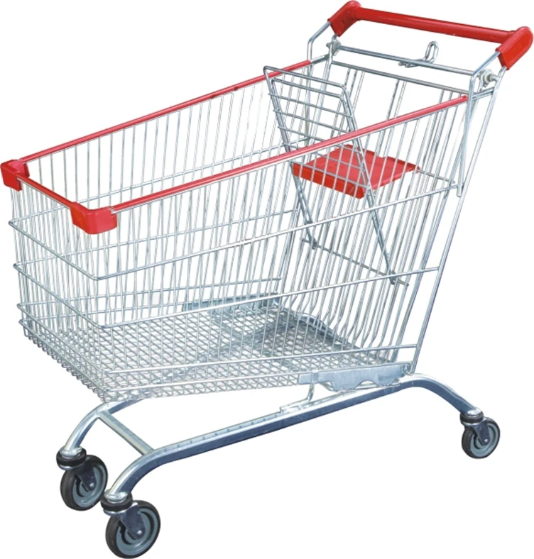 durable hand push with wheels supermarket metal wire shopping trolley