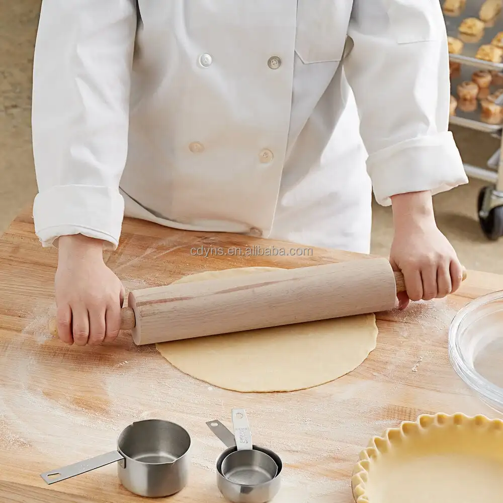Wooden Rolling Pin for Baking with Handles,18 inch Wood Dough Roller for Cake Bread Croissant Cookie Pizza