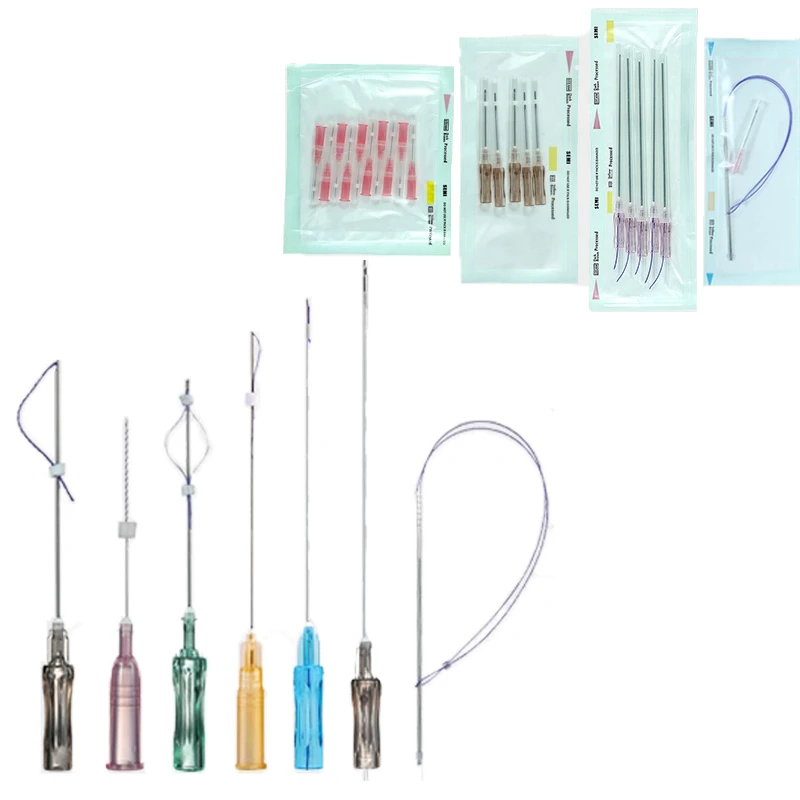 absorbable suture hilos tensores facelift face lifting sharp needle pdo pcl plla thread facial Cog 3D