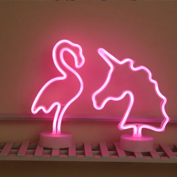 Flamingo Night Light Battery Operated LED Desktop Lamp Neon Lights Custom  Neon Led Lights