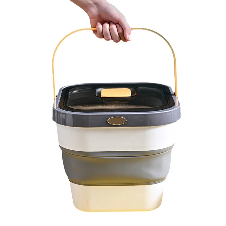 Durable Grain storage container Collapsible Plastic Storage Bin For Dry Dog And Cat Food Rice Bucket Storage With Lid And Handle