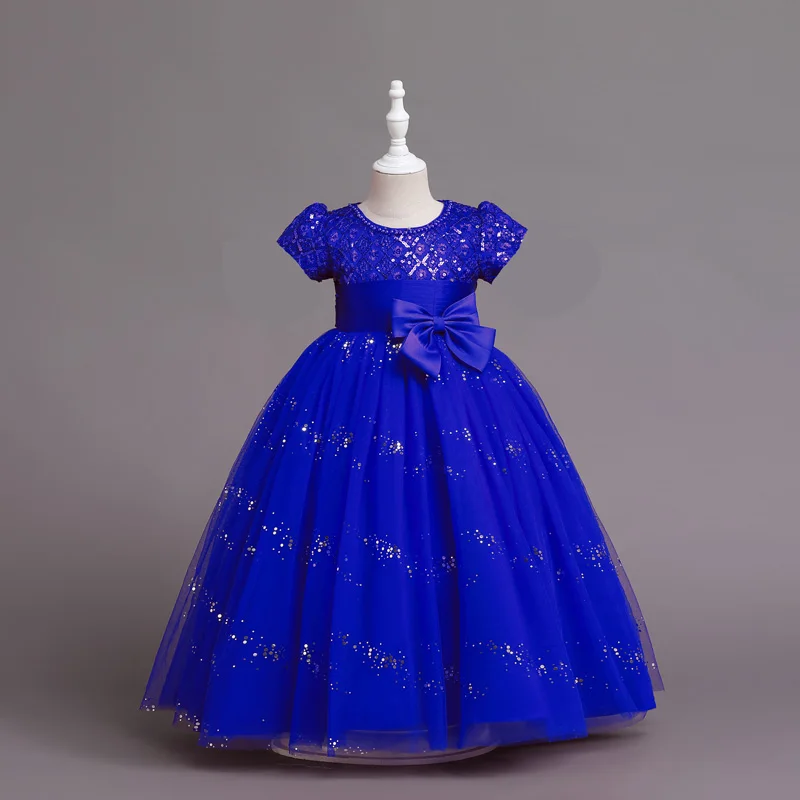 P0016 Online Shopping Summer Fancy Flower Baby Girl Short Sleeve Maxi Dresses Wedding Gowns Luxury Frock Design