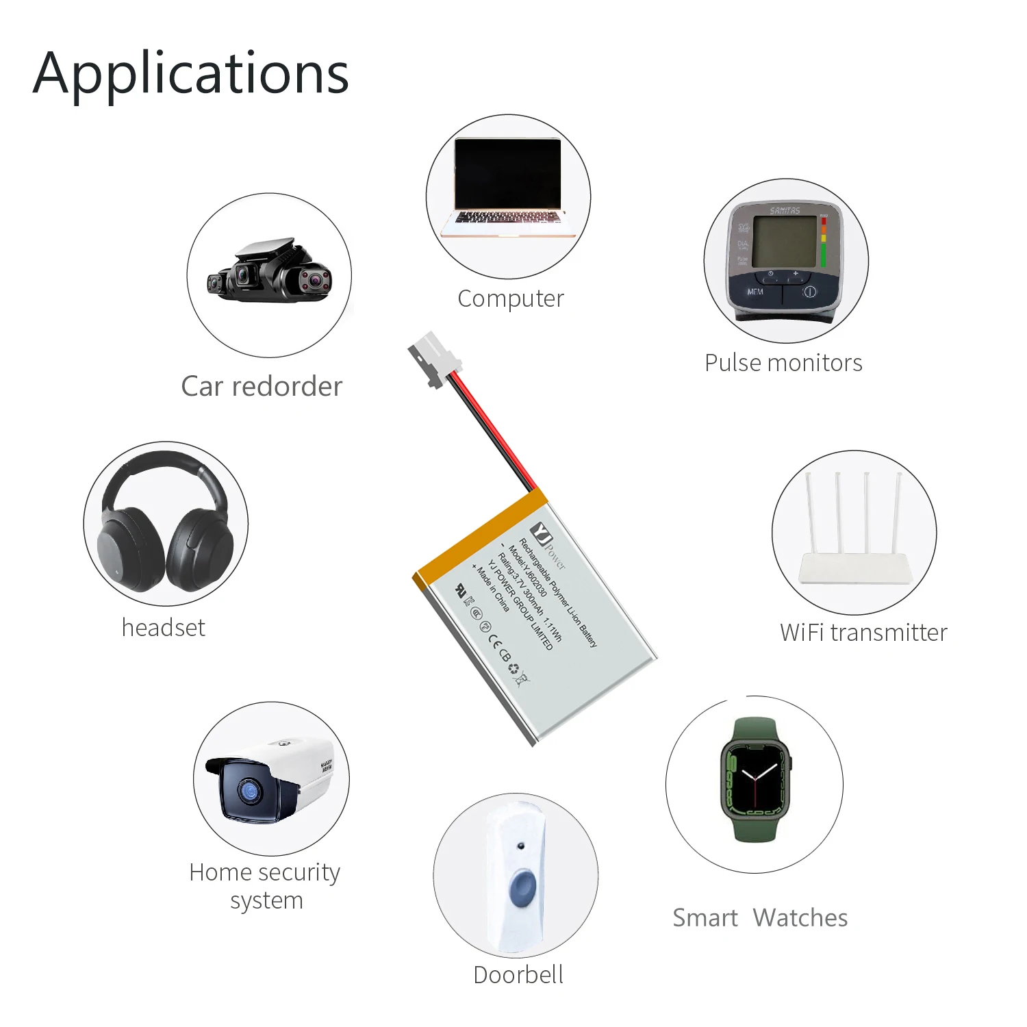YJ Brand 3.7V 503759 1200mAh Rechargeable Lithium Polymer Battery KC certified customized battery